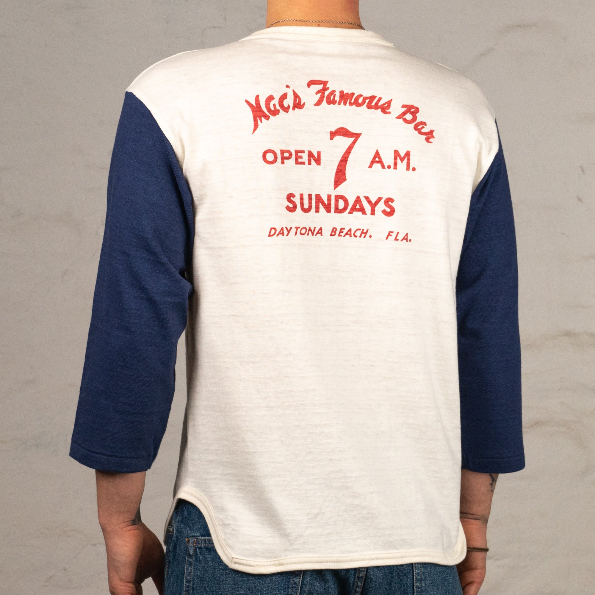 Three Quarter Baseball Shirt 3/4 Sleeve Mac's Famous Cream/Navy