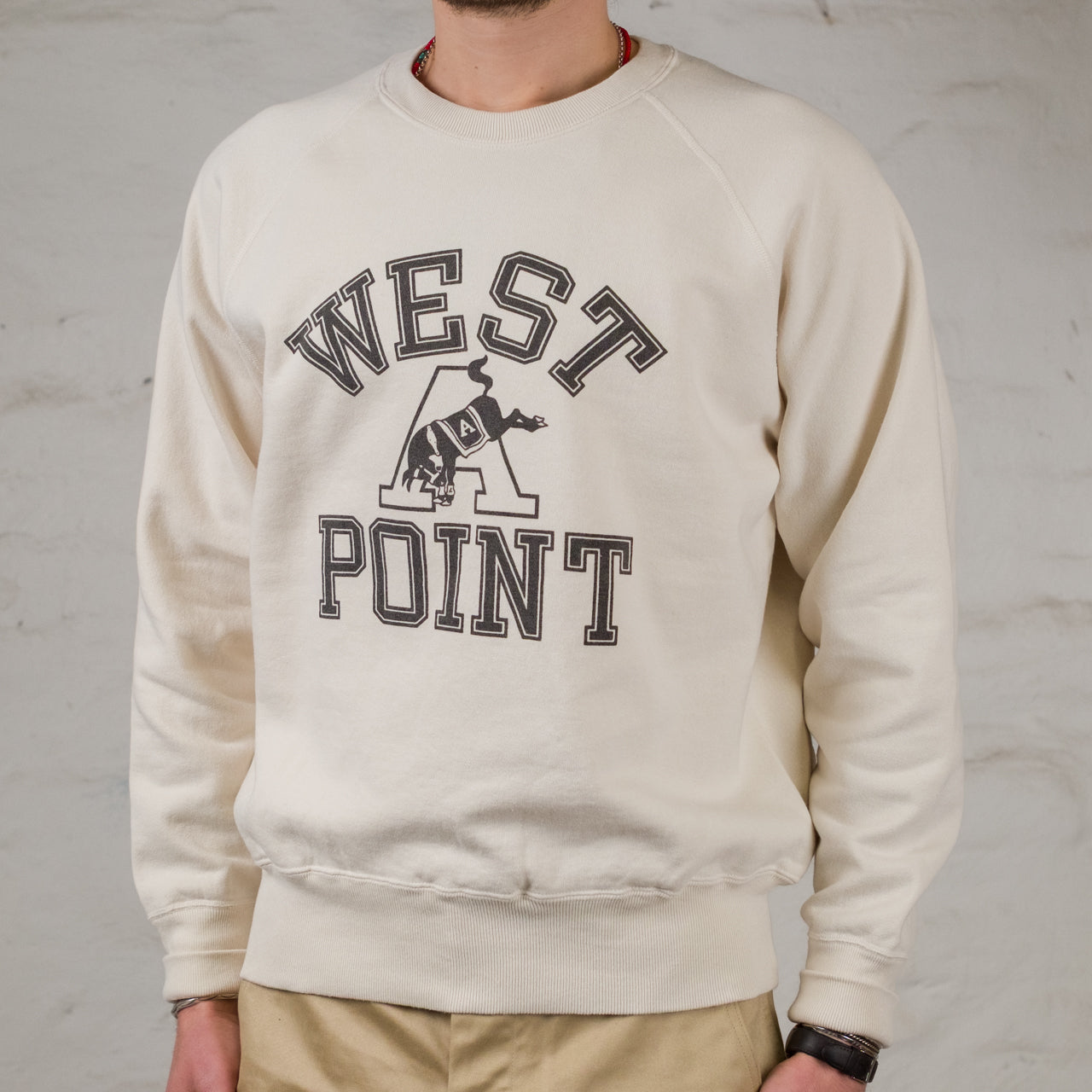 WESTPOINT ヴィンテージスウェット XL Crew sweatshirt West Point Cream