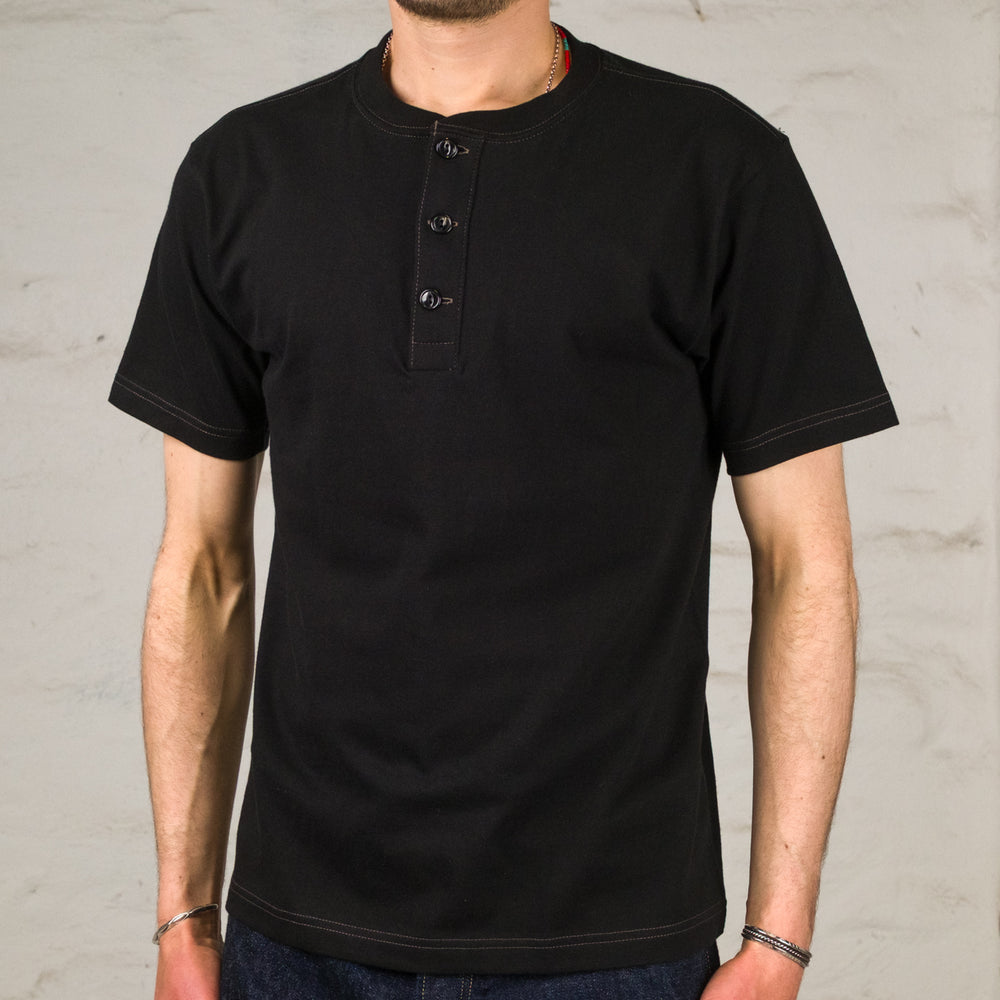 Henley Neck Pack T-Shirt Schwarz