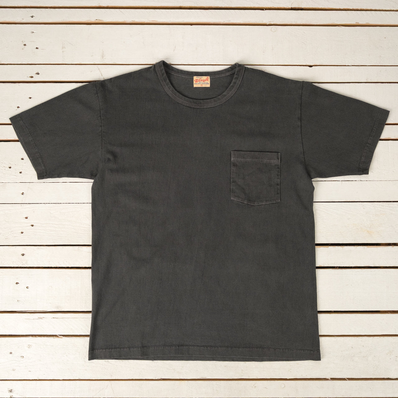 T-shirt Pigment Dye à poche Noir