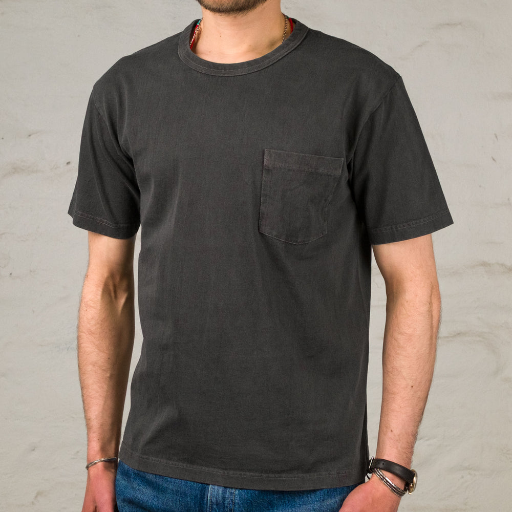 T-shirt Pigment Dye à poche Noir