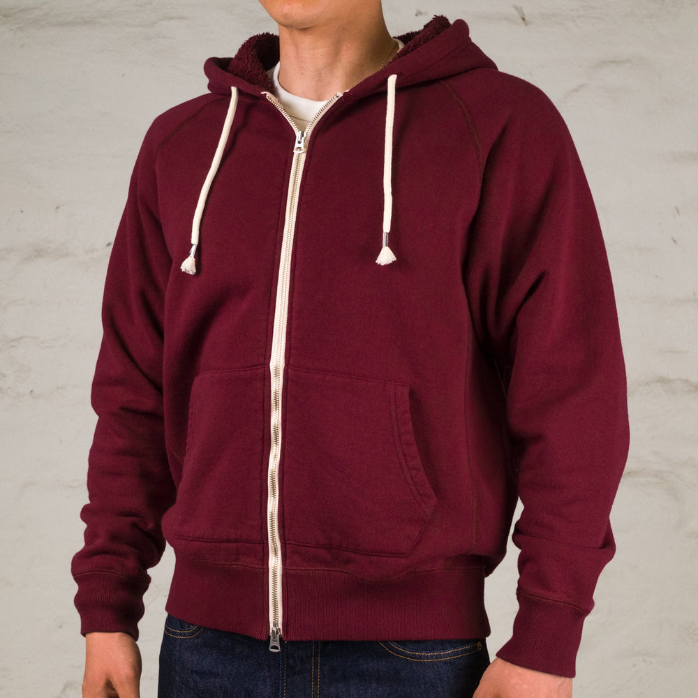 Sweat à capuche zippé Super Looper French Terry Bordeaux