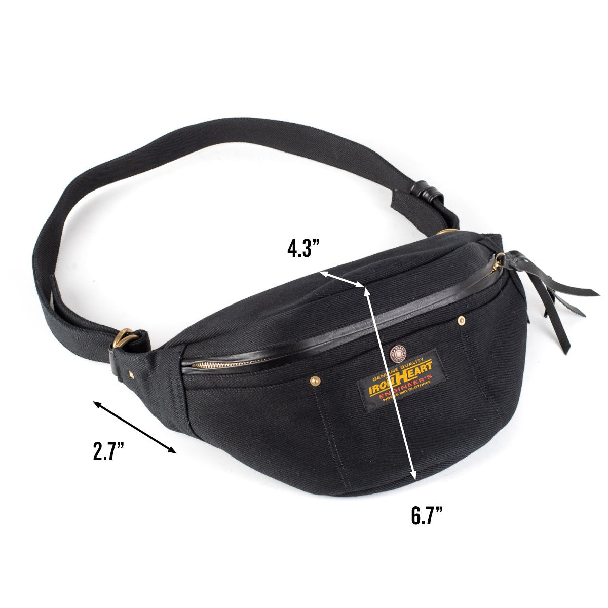 Iron Heart IHE-37 21oz Denim Waist Bag Black