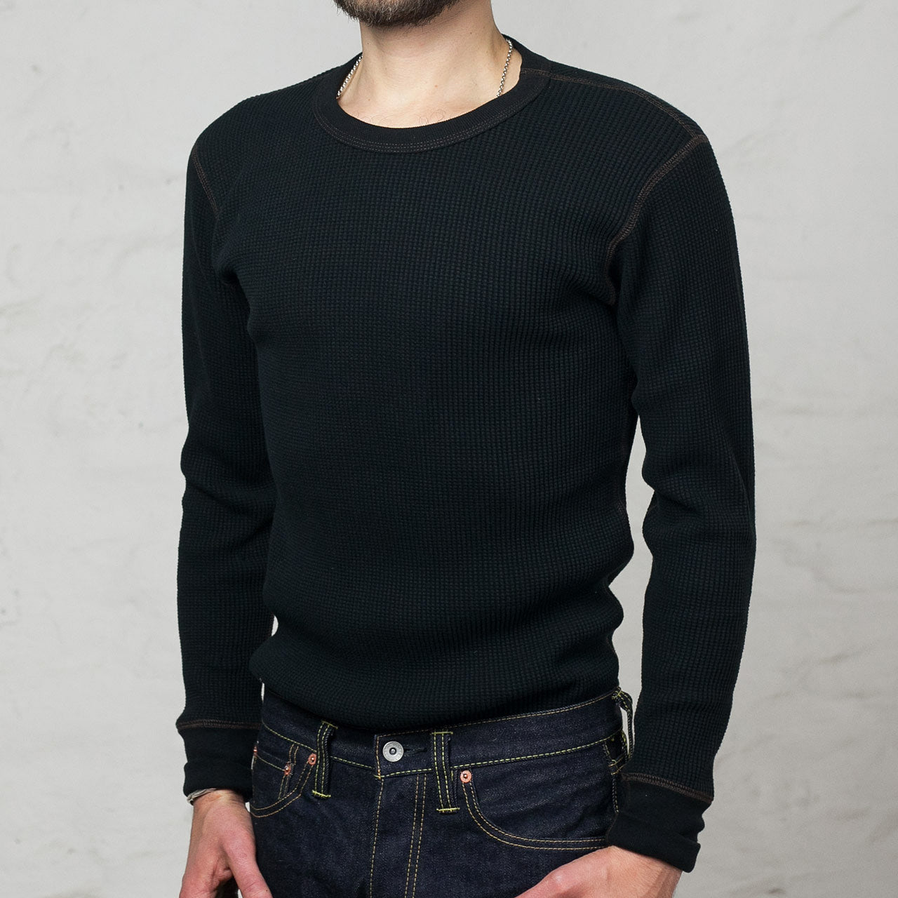 Waffle Thermal Longsleeve Schwarz