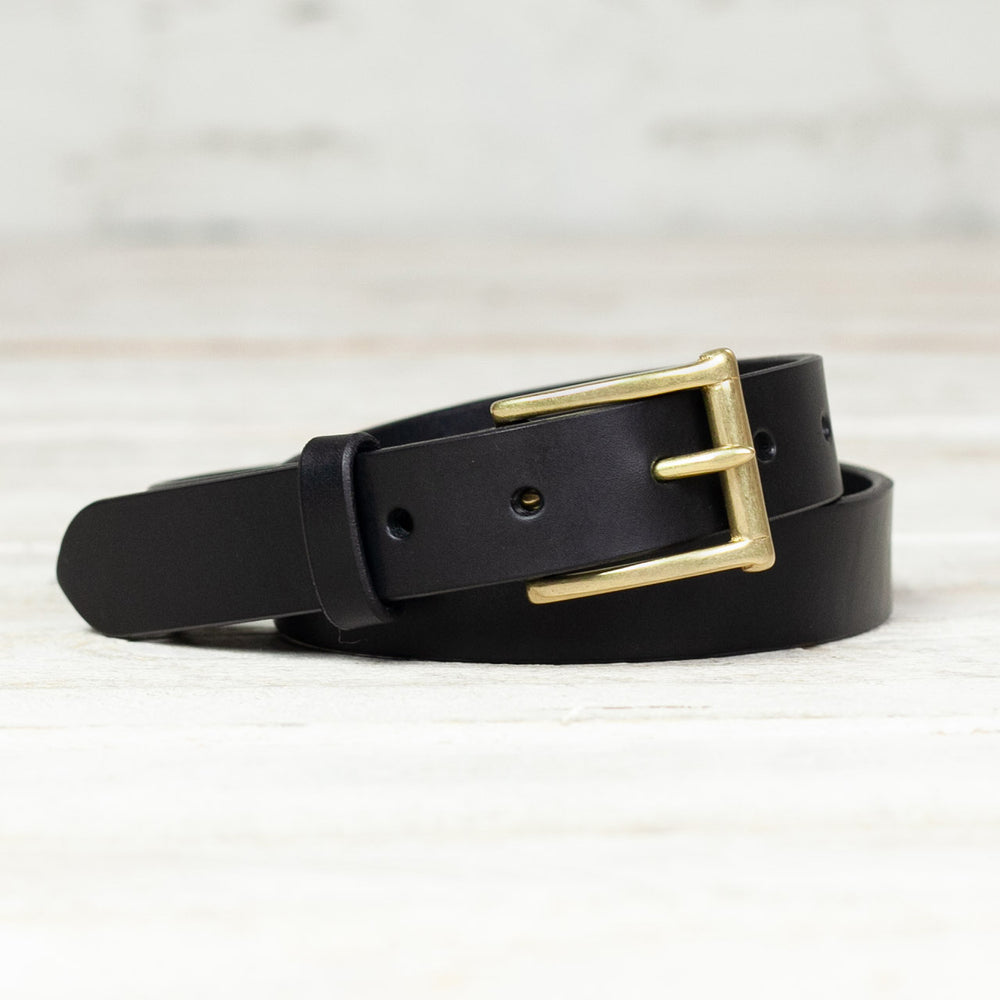 Ceinture Slim Garrison Noir/Laiton