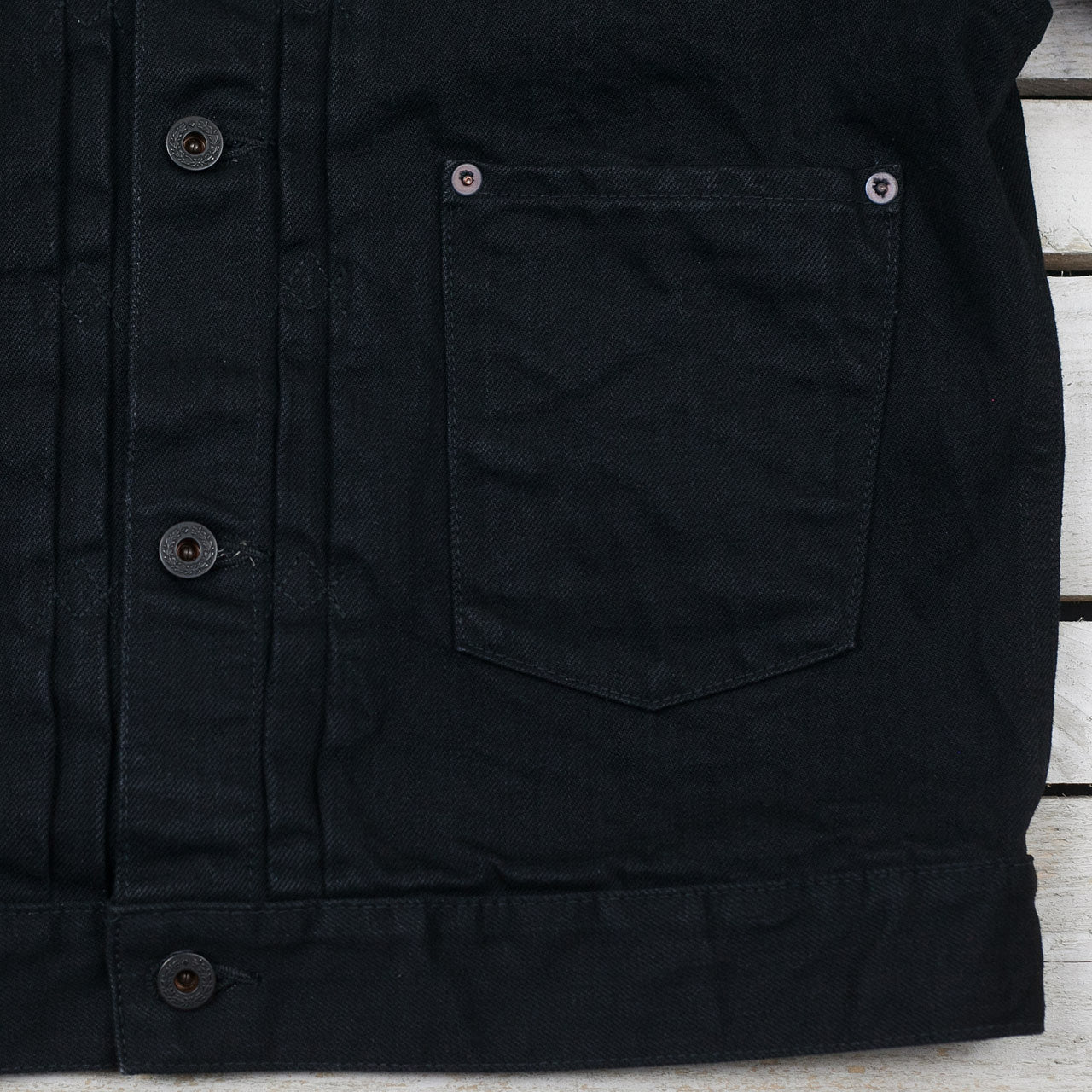 15oz Black Denim Pleats Jacket