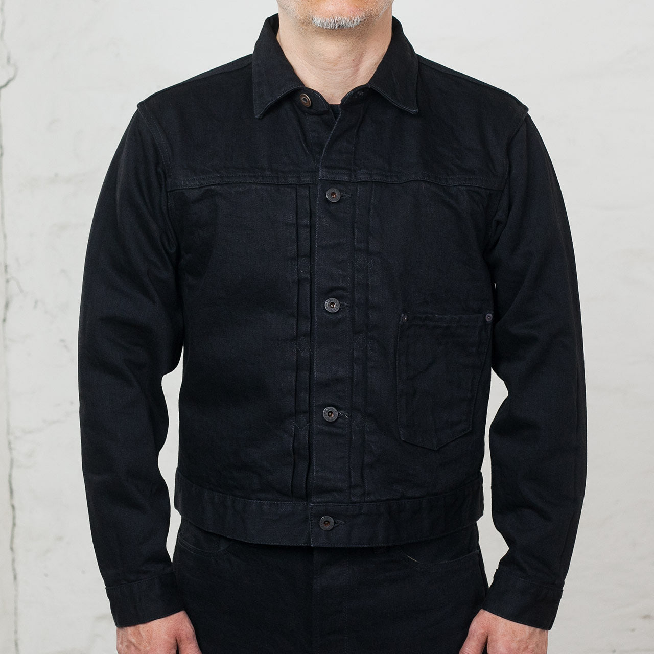15oz Black Denim Pleats Jacket