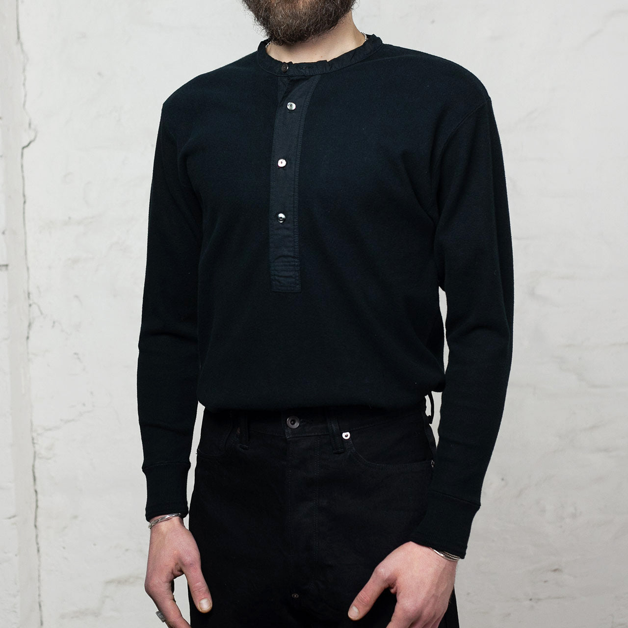 Henley Neck Amish Under Wear Schwarz