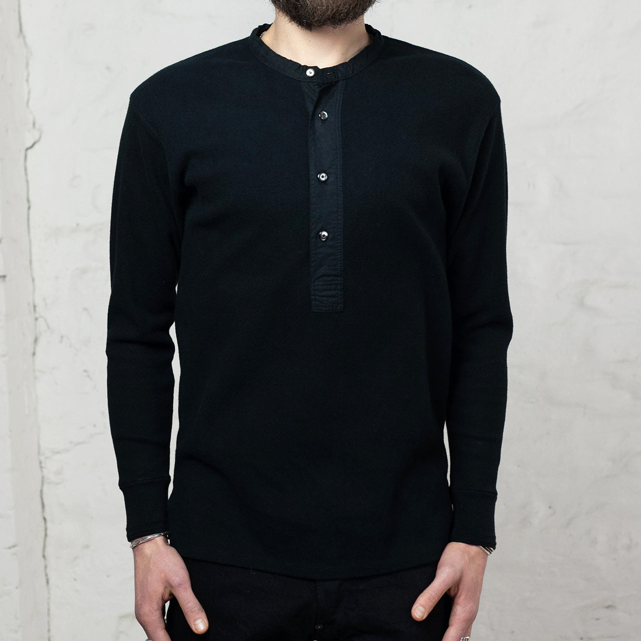 Henley Neck Amish Under Wear Schwarz
