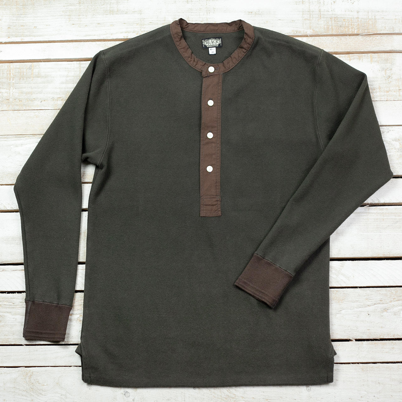 BLACK SIGN Henley Neck Amish Under Wear Green