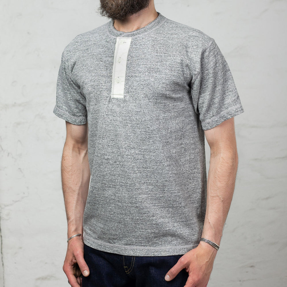 Slub Yarn Henley Neck T-Shirt Gray Heather