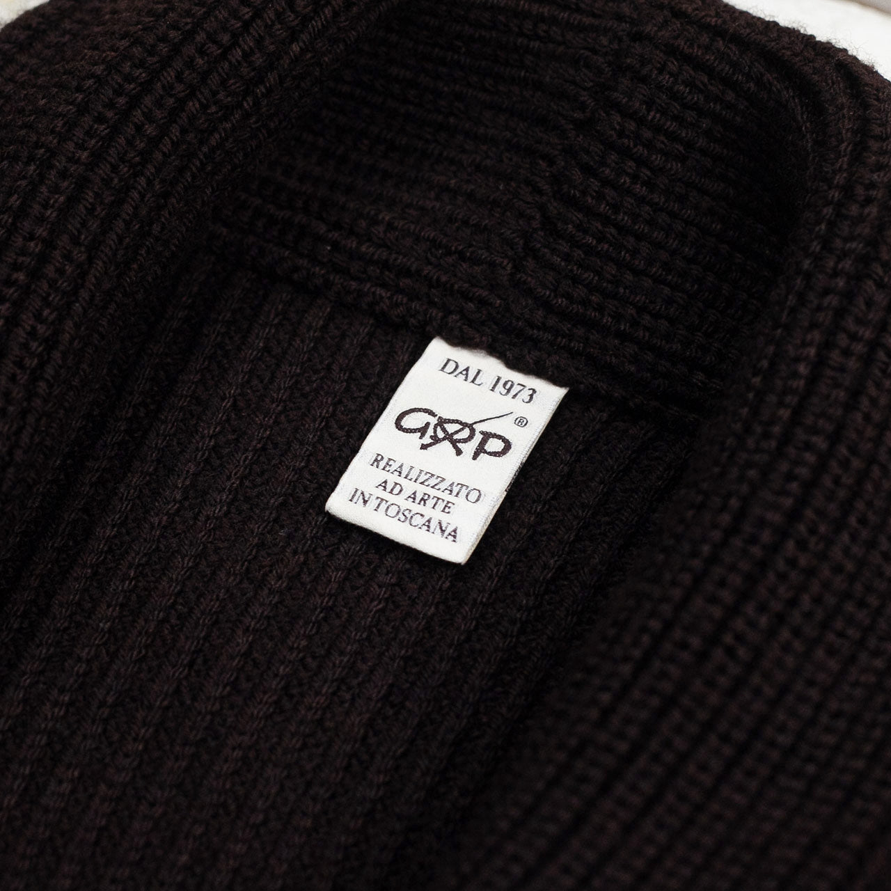 Shawl Collar Cardigan Merino Knit Braun