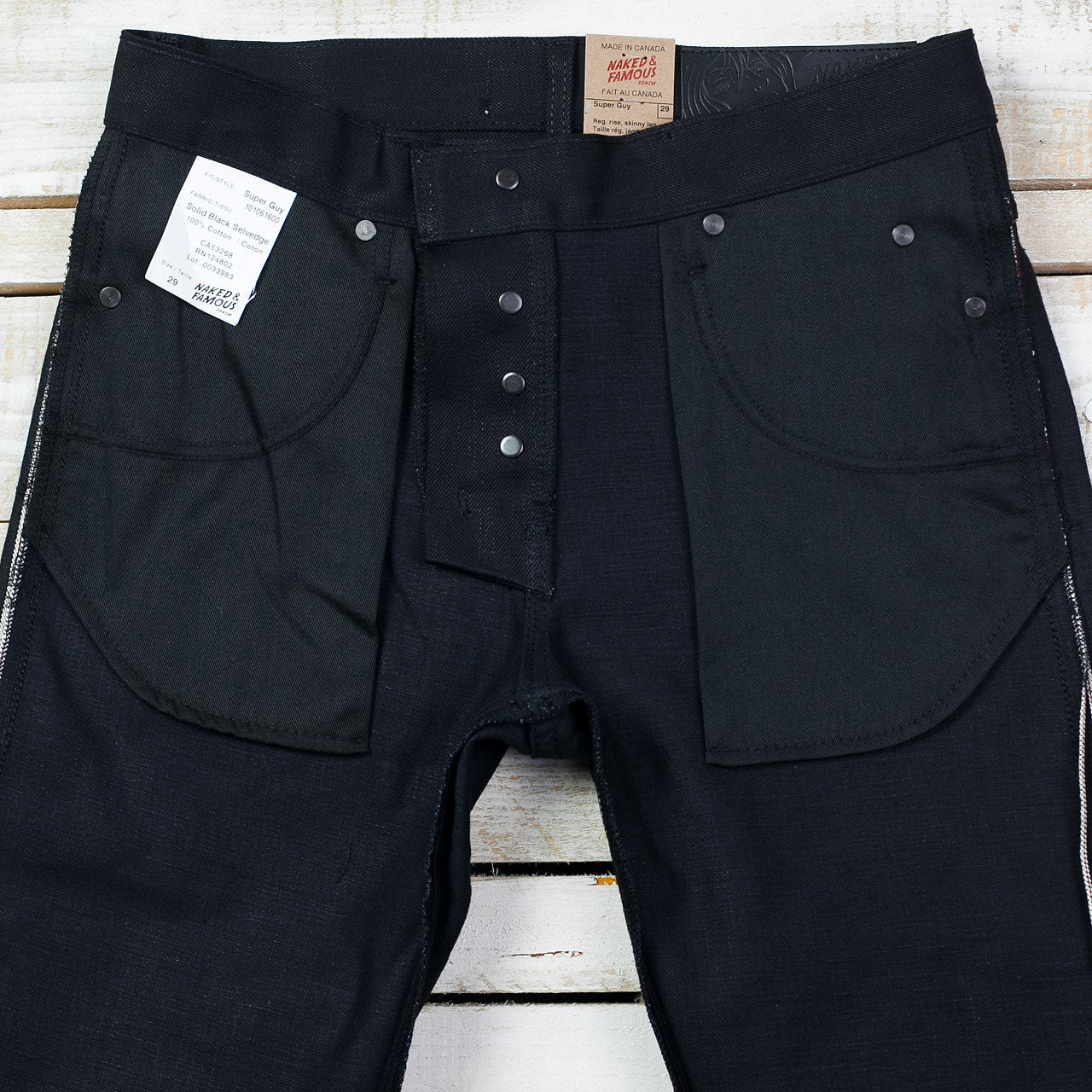 Naked & Famous Denim Super Guy Solid Black Selvedge