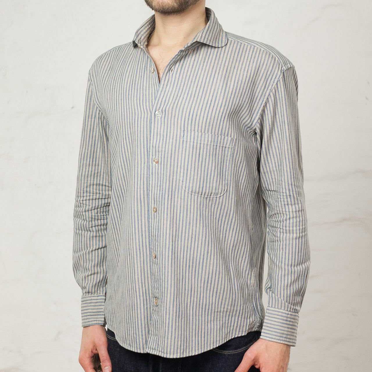OR-5002B Hemd Windsor Collar Indigo Stripe