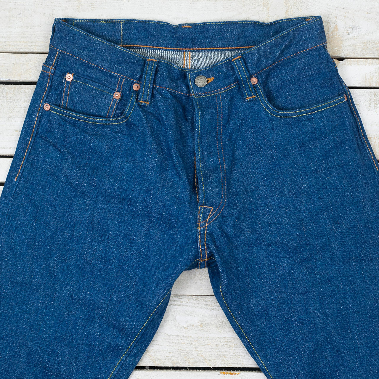 XX-019 14oz Relaxed Tapered Greencast Indigo