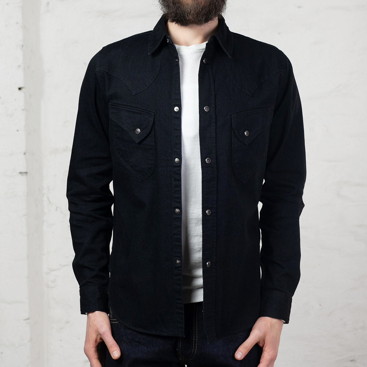 2220 8oz Stretch Denim Western Shirt Schwarz