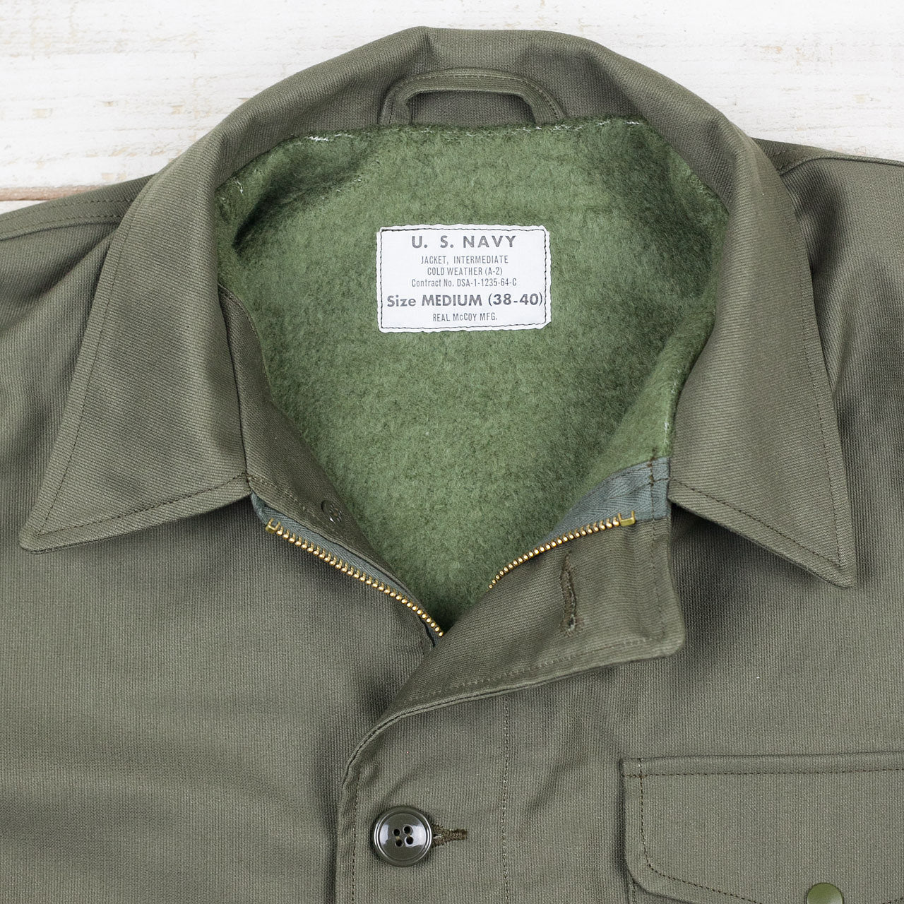 THE REAL McCOY'S USN A-2 Deck Jacket Olive