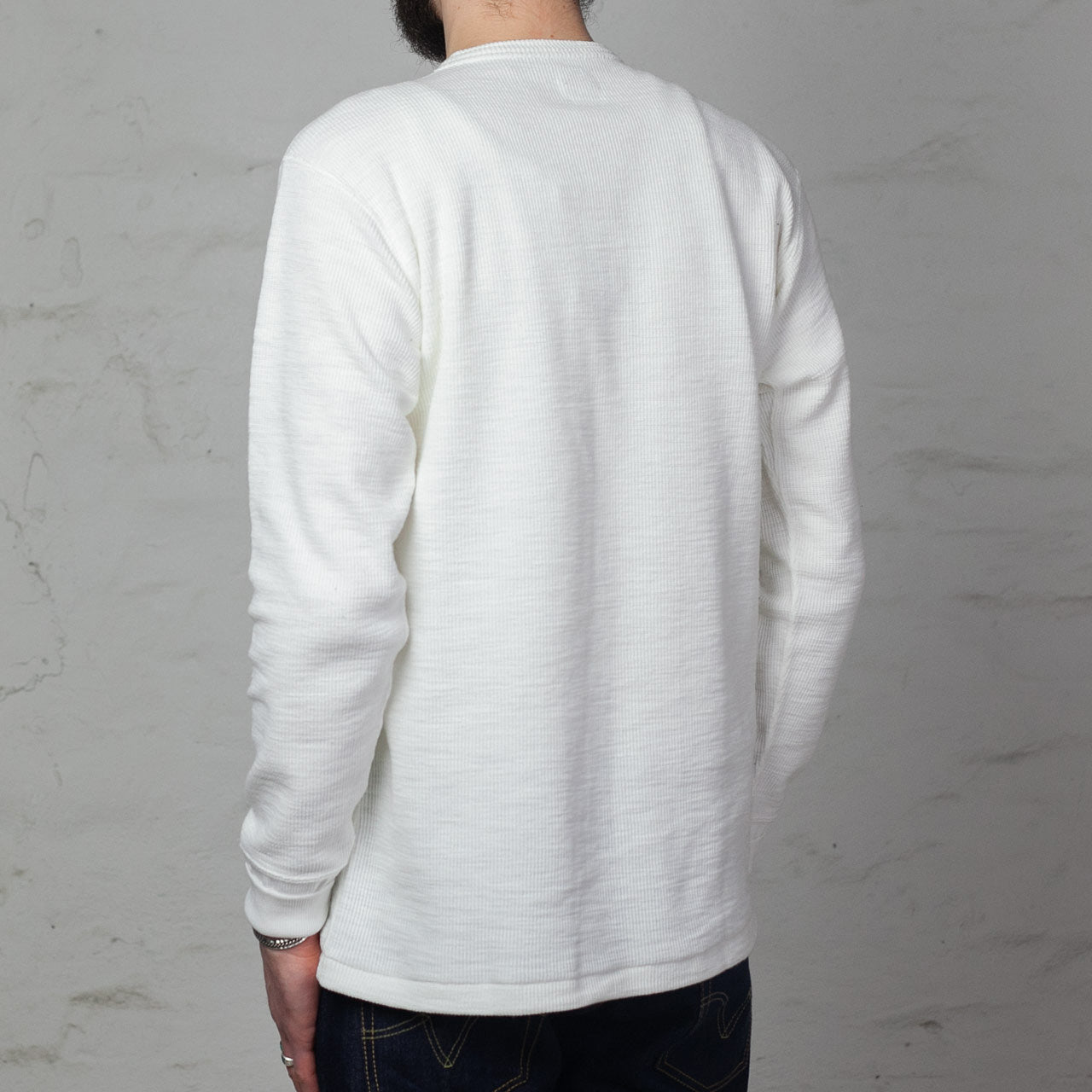 Cardigan Stitch Henley Shirt Weiß