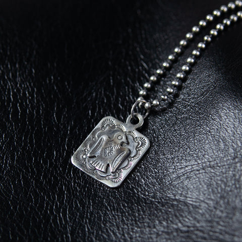 Dog Tag Pendant Thunderbird Silver