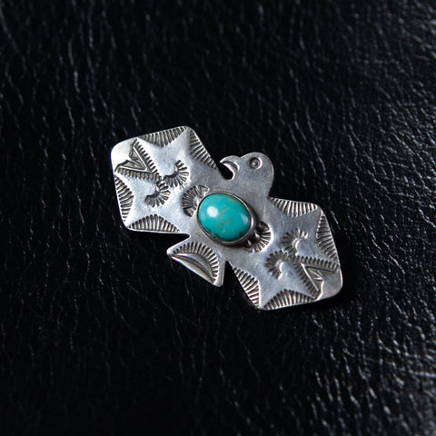 Lil Thunderbird Pin Turquoise Silver