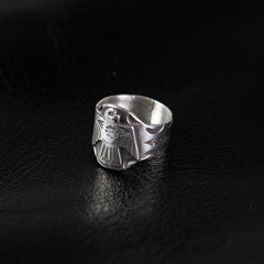 Love Bird Cigar Band Ring Silver