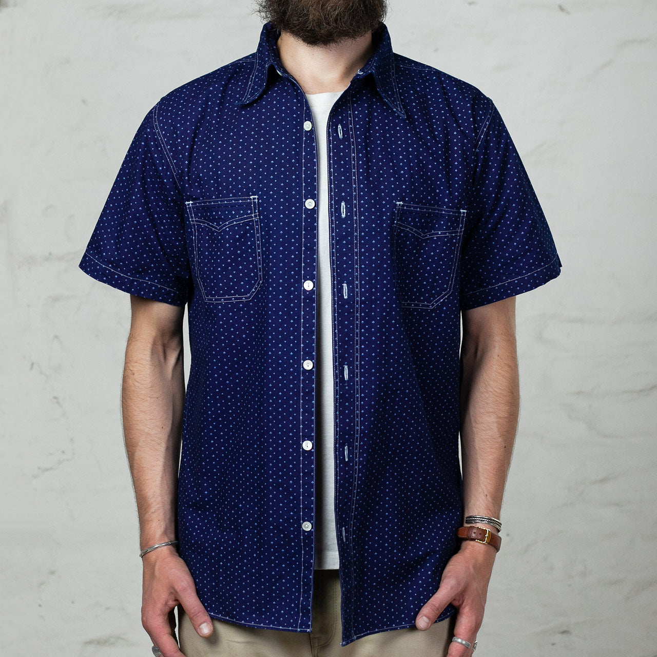 SC38702 Kurzarm Work Shirt "Casino Stripe" Indigo