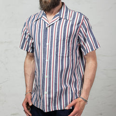 Heart Stripe Open Shirt Navy