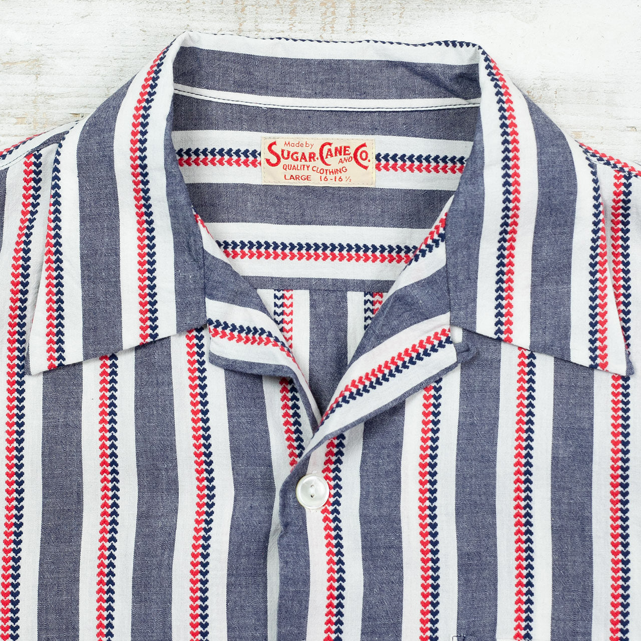 SC39119 Heart Stripe Open Shirt Navy