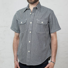Hickory Stripe S/S Work Shirt Black