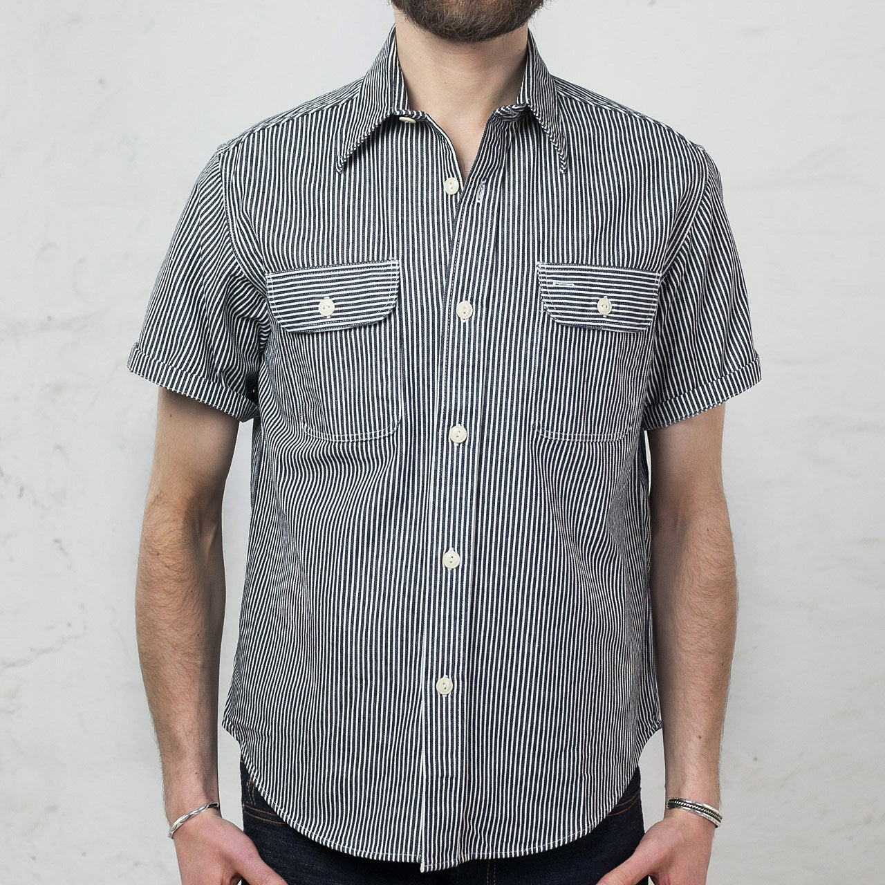SC37944 Hickory Stripe Work S/S Shirt