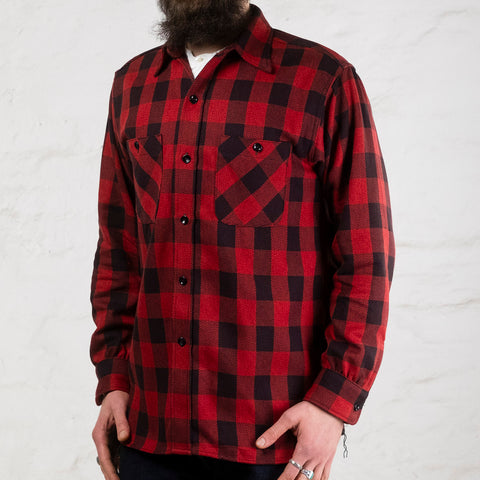 8HU Twisted-Yarn Buffalo Check Flannel Red/Black