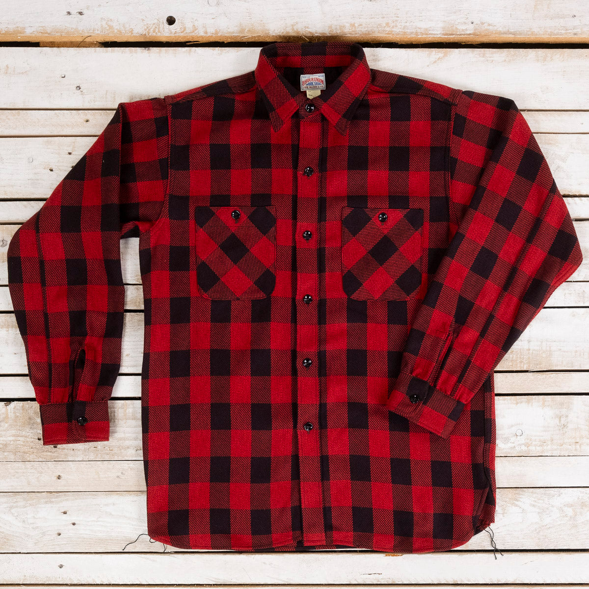 8HU Twisted-Yarn Buffalo Check Flannel Rot/Schwarz