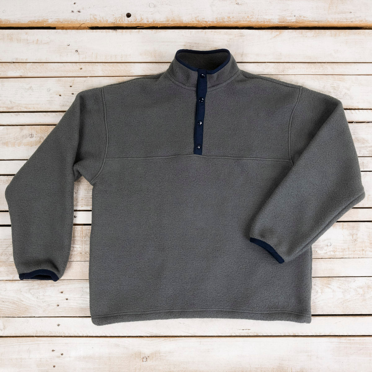 Snap Front Pull-Over Fleece Grau