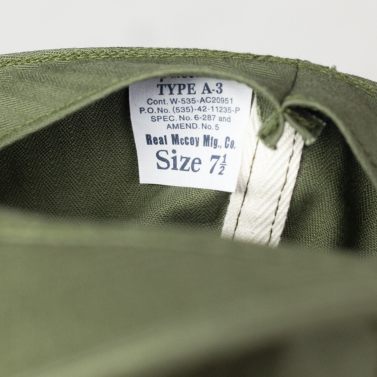 THE REAL McCOY'S Type A-3 Cap Olive