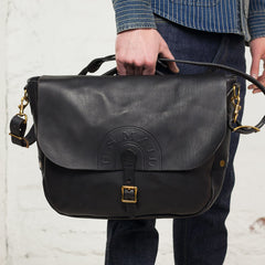 Leather Postman Bag US Mail Black