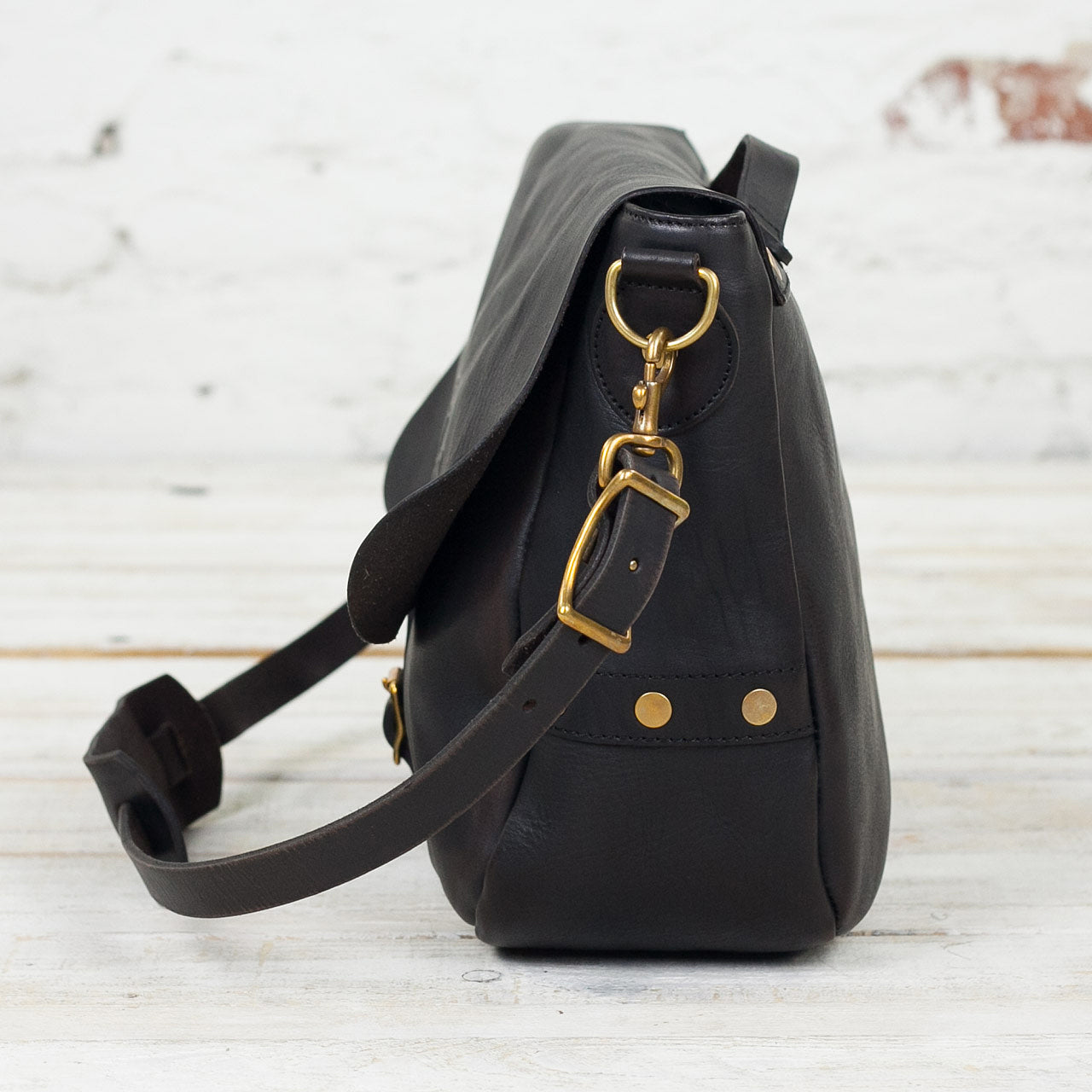 Leder Postman Bag U.S Mail Schwarz