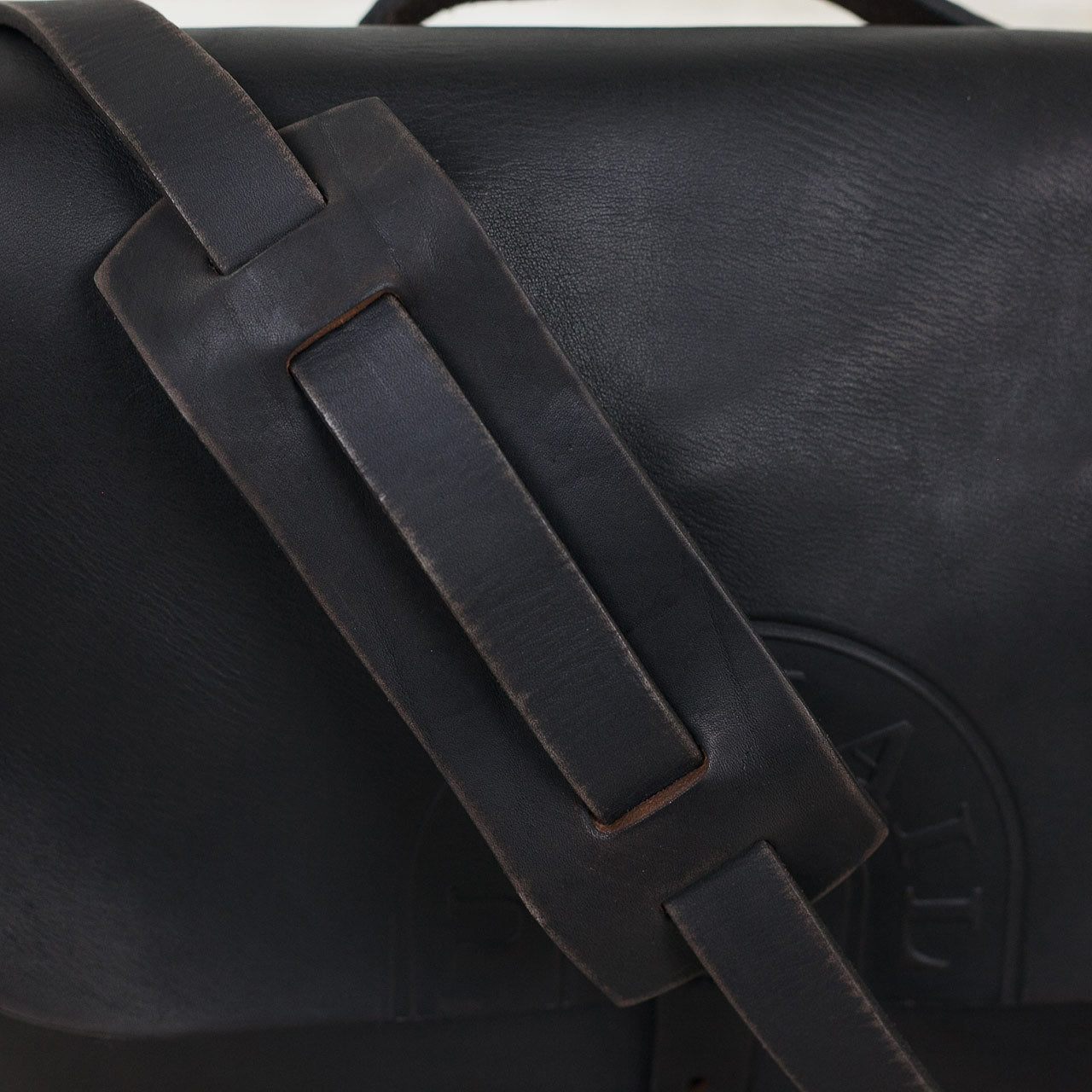 Leder Postman Bag U.S Mail Schwarz