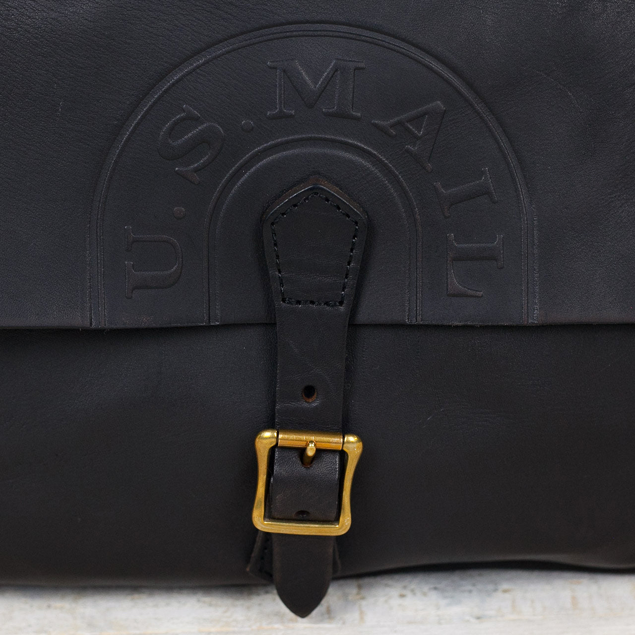 Leder Postman Bag U.S Mail Schwarz