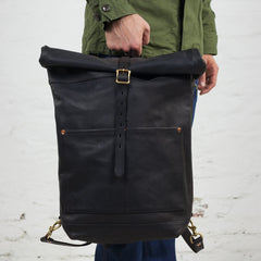 VASCO Leather Rolltop Backpack Black
