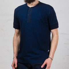 Knitted Henley T-Shirt Deep Indigo